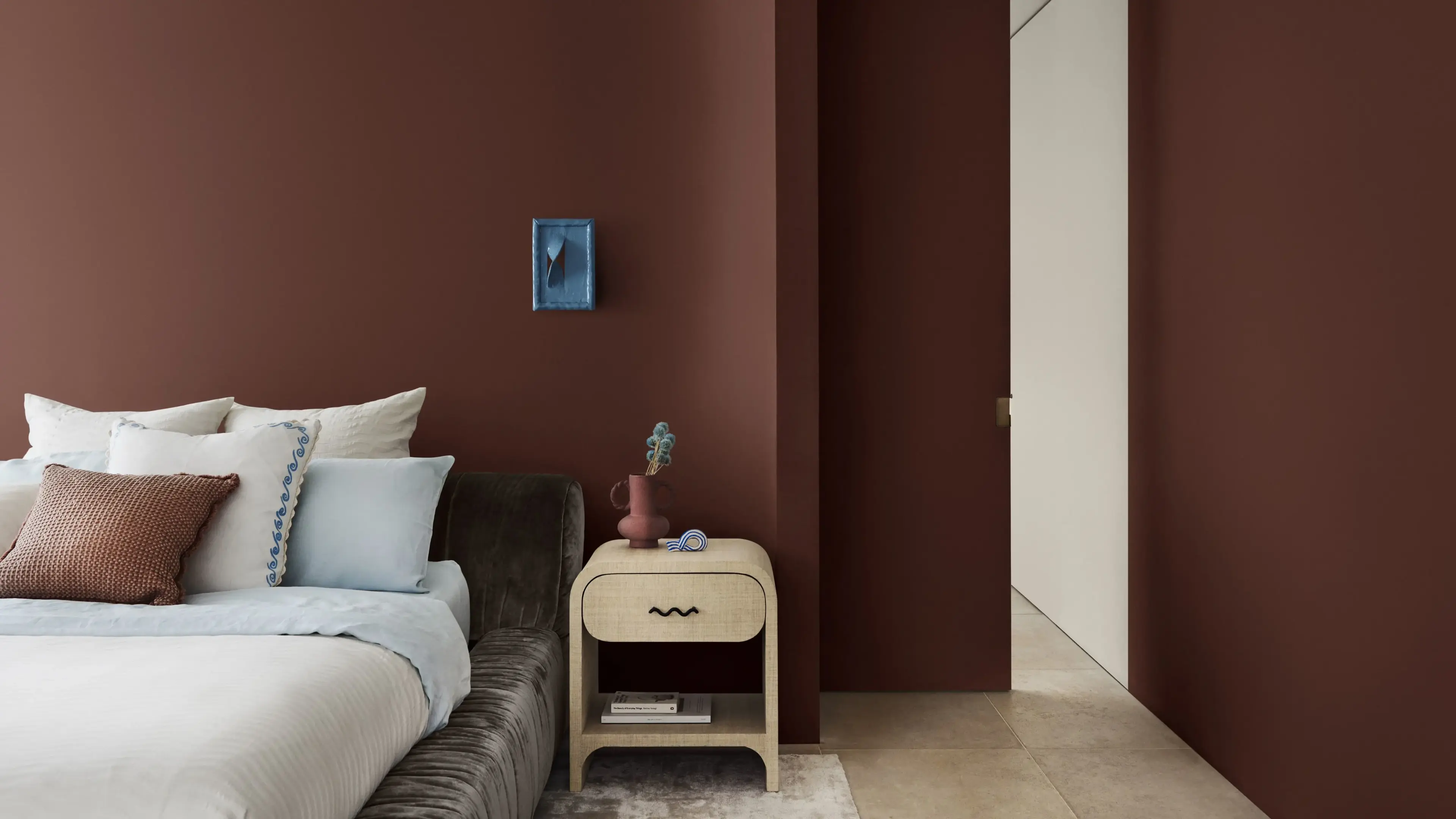 Warm brown bedroom interior